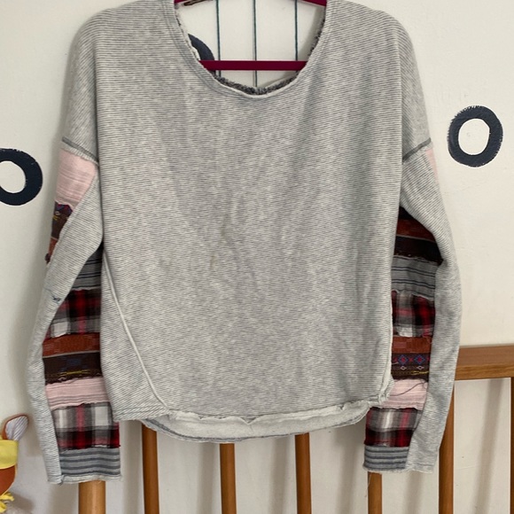 We The Free Tops - We The Free Gray Patchwork Sweatshirt